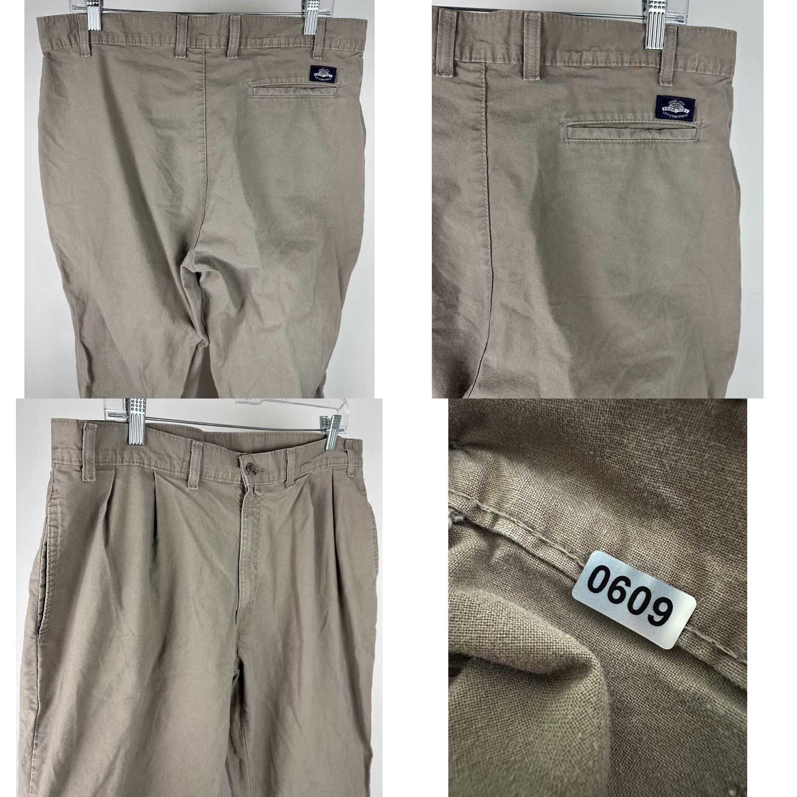 Levi's Vintage 90s LEVIS Khaki Pants 35x32 ACTUAL Relaxed Fit Double Pleat Chinos Army Size US 35 - 8 Thumbnail