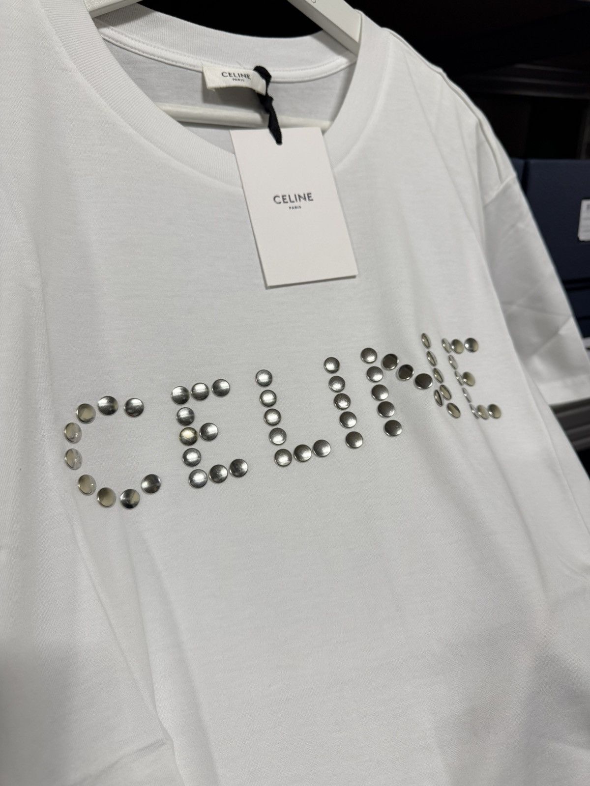 Celine Celine Paris Studded Logo T-Shirt NEW 900$ Size US XL / EU 56 / 4 - 2 Thumbnail