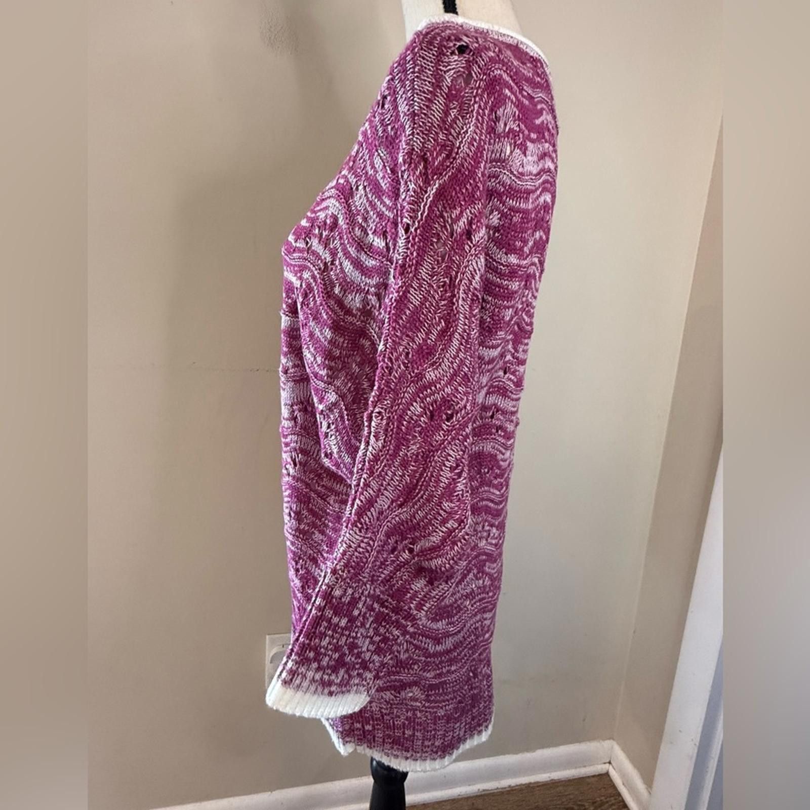 Other Jessica Simpson soft knit sweater pink white crop sleeve LG Size L / US 10 / IT 46 - 3 Thumbnail