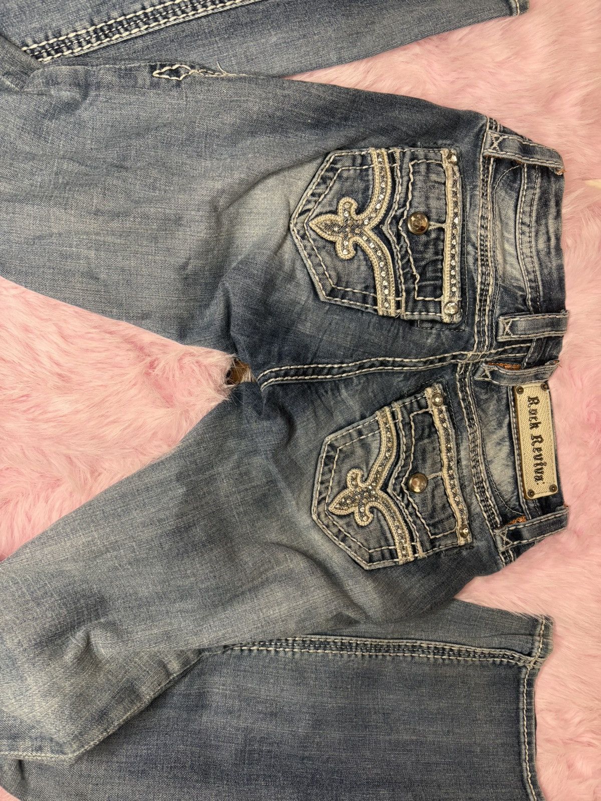 Rock Revival Rock Revival Victories Bootcut Jeans Rhinestone Fleur de Lis Size 24" / US 00 / IT 34 - 5 Thumbnail