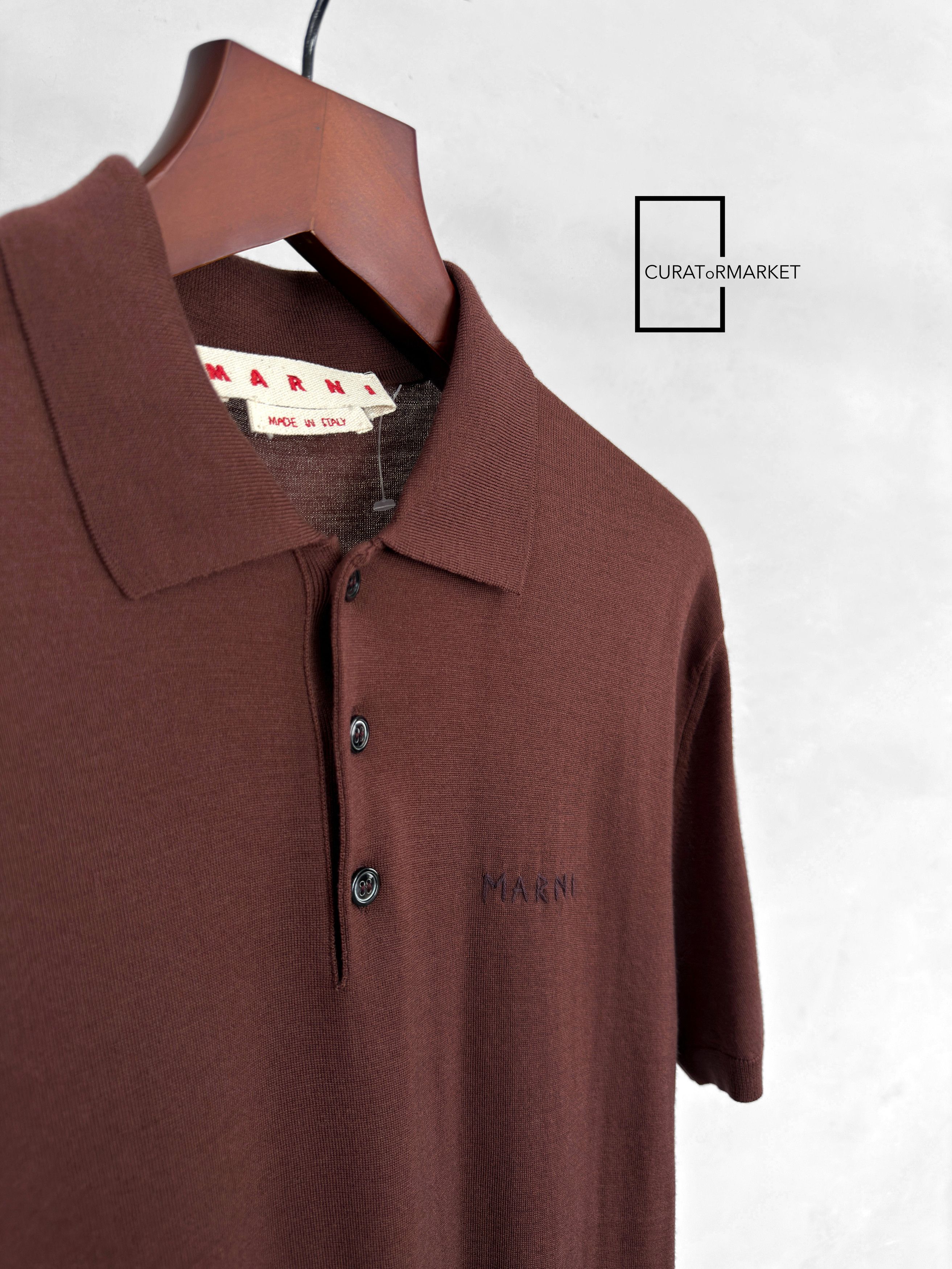 Marni EU48 Fine Knit Wool Blocks Polo Embroidered Stitch Logo FW24 Size US M / EU 48-50 / 2 - 1 Thumbnail