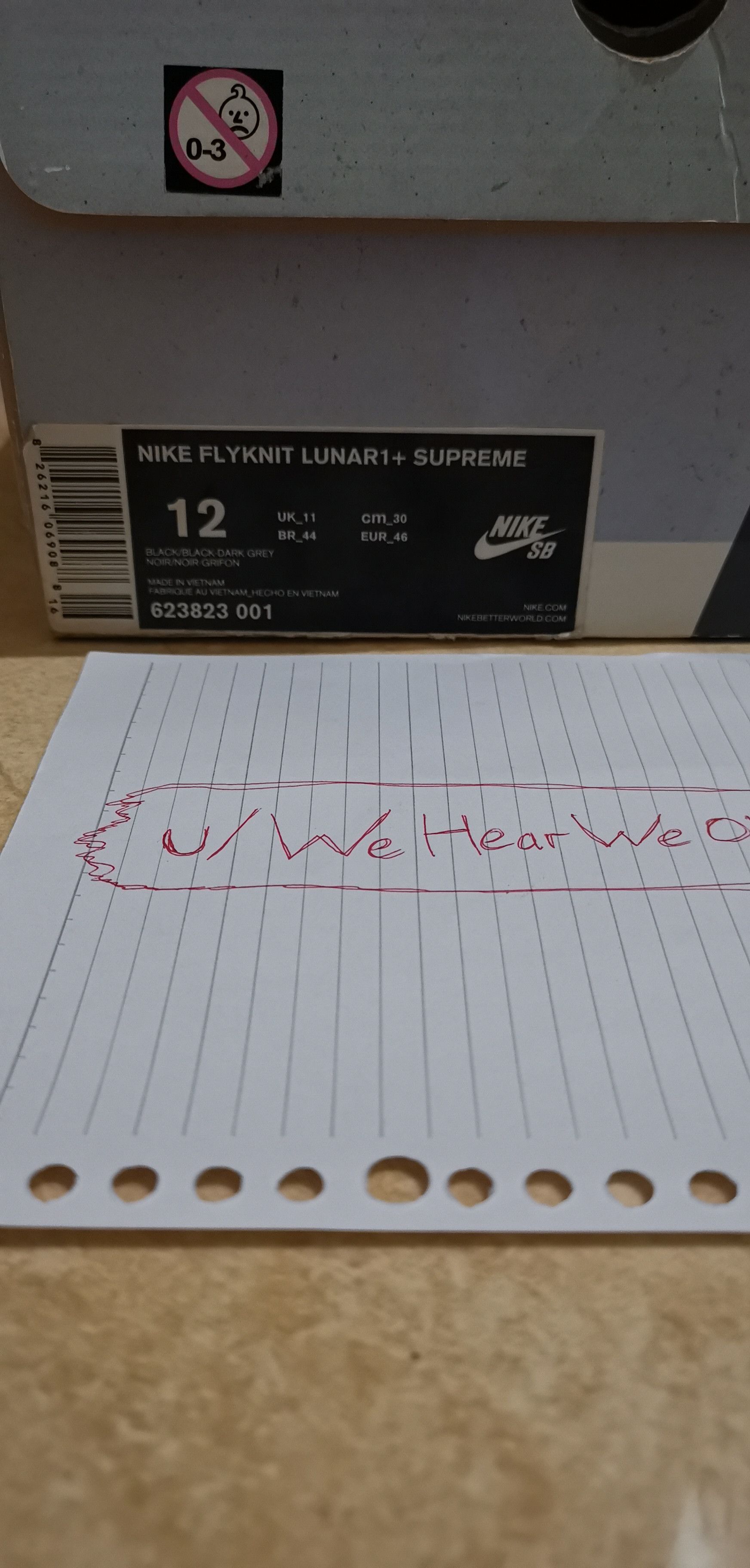 Nike × Supreme Nike Flyknit Lunar 1+ Supreme, size 12, New with OG Box Size US 13 / EU 46 - 10 Thumbnail