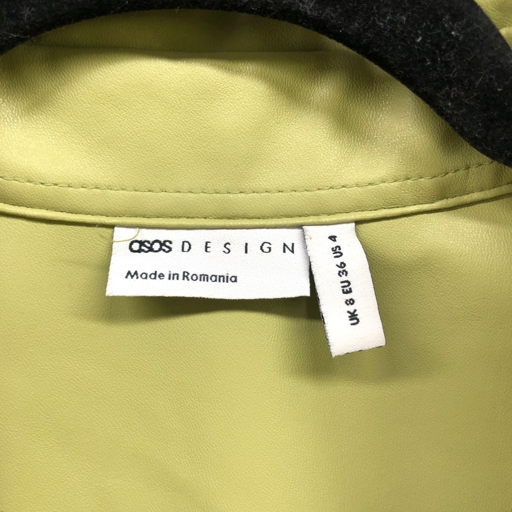 Asos ASOS Faux Leather Oversized Shirt Jacket Womens 4 (S) Lime Green Shacket Shirt Jacket Womens 4 Lime Green ASOS Oversized Shacket Green Casual 90s? Size S / US 4 / IT 40 - 3 Thumbnail