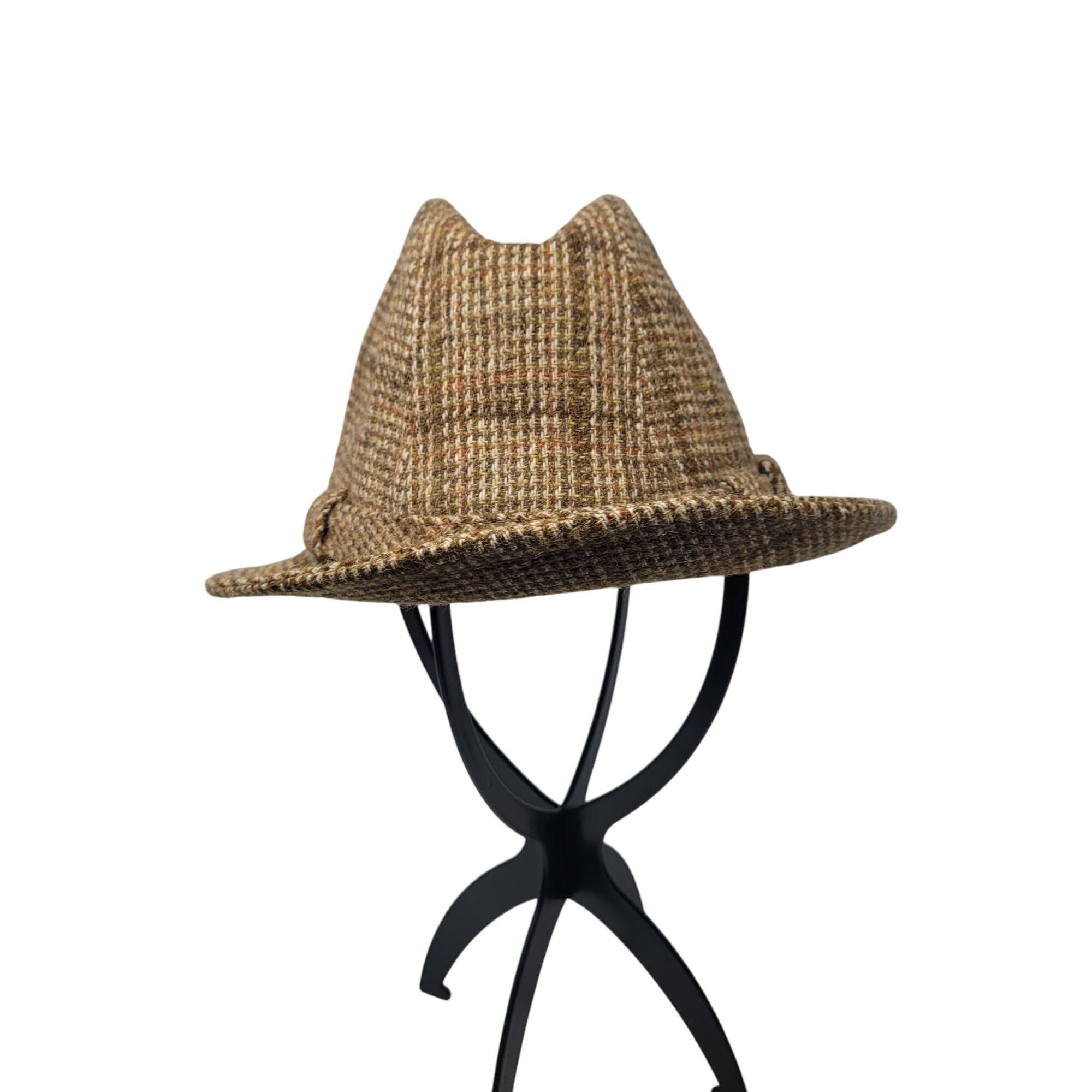 Stetson Vtg Stetson Plaid Tweed Wool Plaid Fedora Hat Sz 7 3/8 Beige Size ONE SIZE - 1 Thumbnail