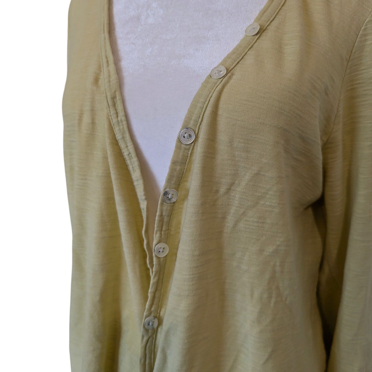 J. Jill J. Jill Yellow Slub Cotton Button Up Cardigan Large Size L / US 10 / IT 46 - 2 Thumbnail