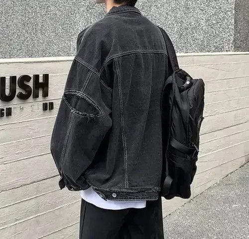 Other Retro Black Oversized Harajuku Denim Jacket Size US M / EU 48-50 / 2 - 2 Thumbnail