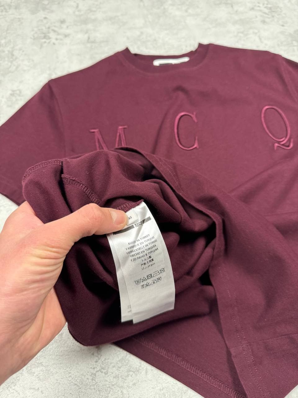 Alexander McQueen MCQ Mens Burgundy T-Shirt Big Embroidered Logo Size XS Size US XS / EU 42 / 0 - 10 Thumbnail