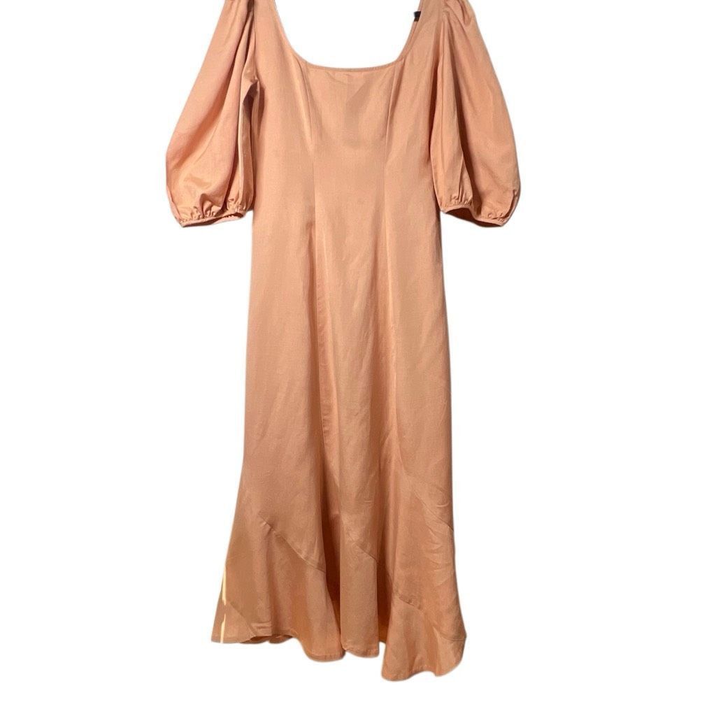 Loeffler Randall NWT Loeffler Randall Carmina Curve Seam Puff Sleeve Dress Cipria Peach Size 4 (037) Size S / US 4 / IT 40 - 15 Thumbnail