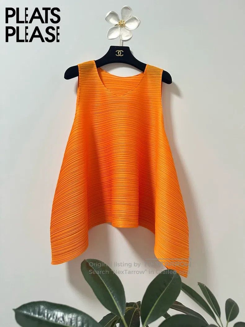 Issey Miyake Issey Miyake Orange Tank Top Size XXL / US 16-18 / IT 52-54 - 1 Thumbnail