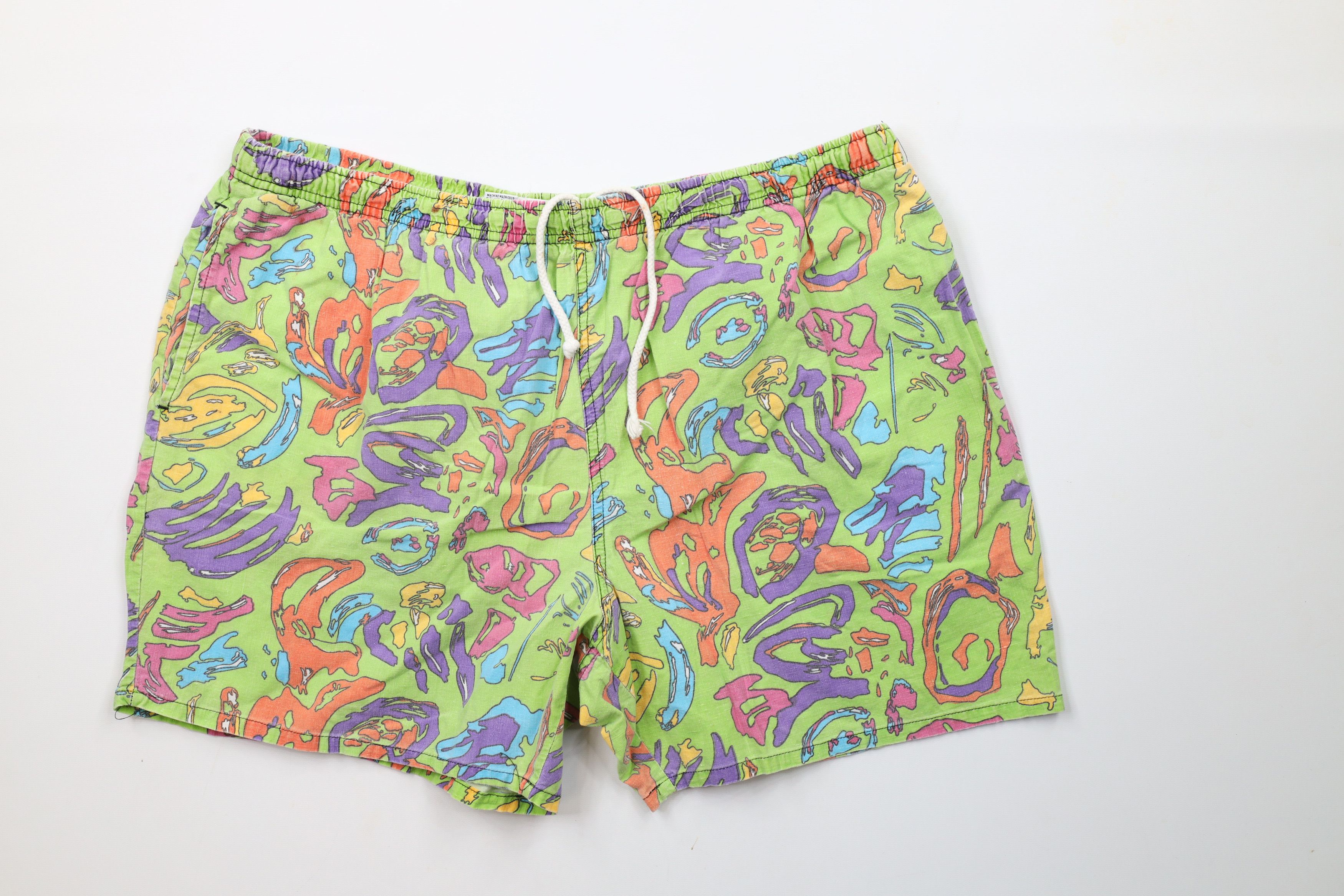 Vintage Vintage 90s Streetwear Rainbow Lined Shorts Swim Trunks Size US 36 / EU 52 - 1 Thumbnail