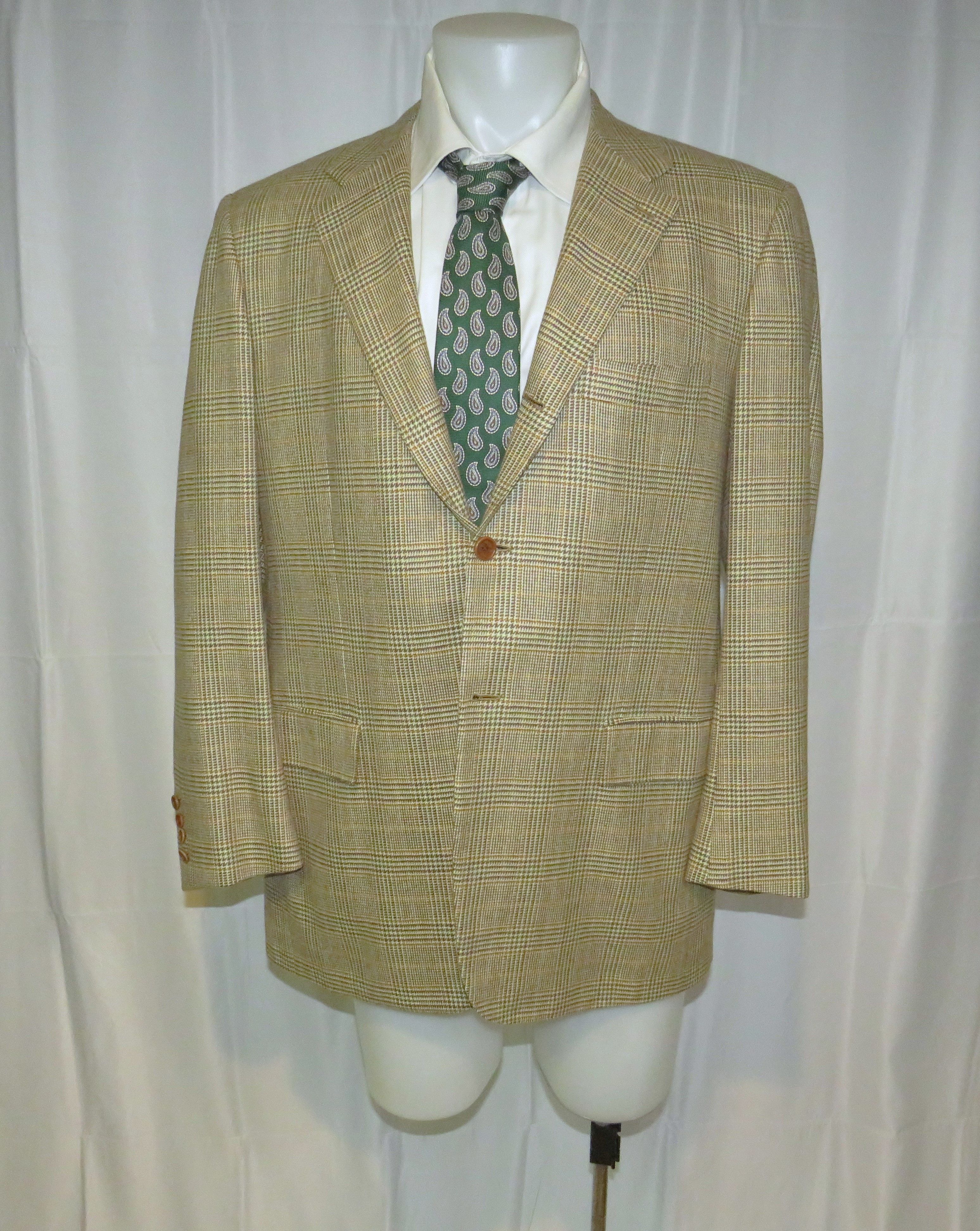 Kiton 100% Cashmere Light Brown Plaid Three Roll Two Blazer 44R Size 44R - 1 Thumbnail