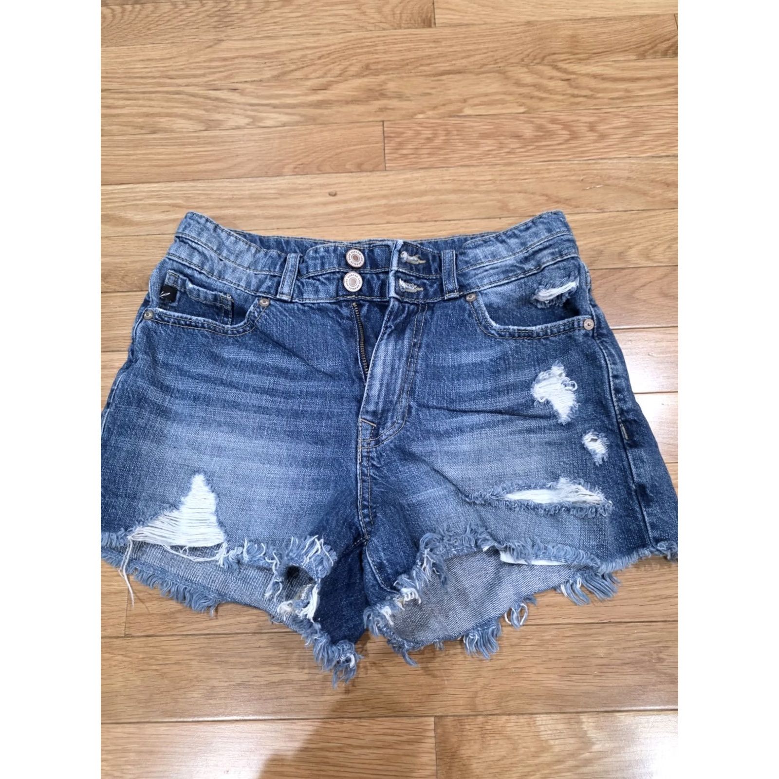 Vintage VINTAGE KanCan Women's Denim Shorts Cut-Off Distressed Inseam 2" Waist 26" Size S Blue Womens Size 26" / US 2 / IT 38 - 2 Thumbnail