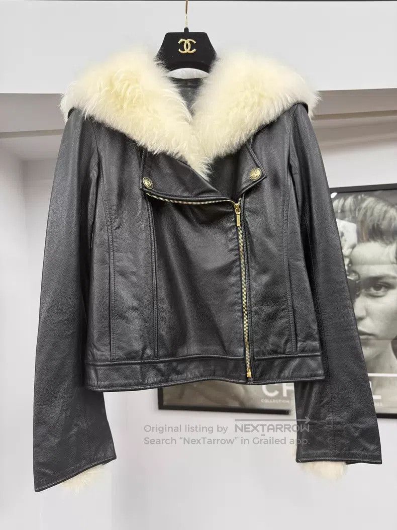 Chanel Chanel Hamburger series fur collar leather coat Size XXS / US 00 / IT 34 - 1 Thumbnail