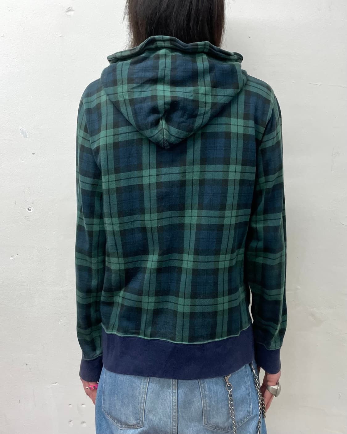 Beams Plus 2000's Beams Asymmetric Wire Hood Zip-Up Check Hooded Jacket Size US L / EU 52-54 / 3 - 16 Thumbnail