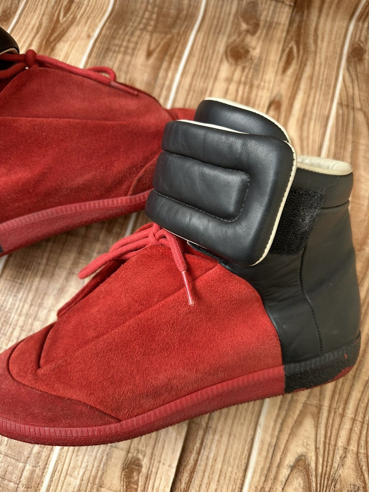 Maison Margiela 👀Maison Margiela Red Leather Suede Futures Hightops Size US 9 / EU 42 - 11 Thumbnail