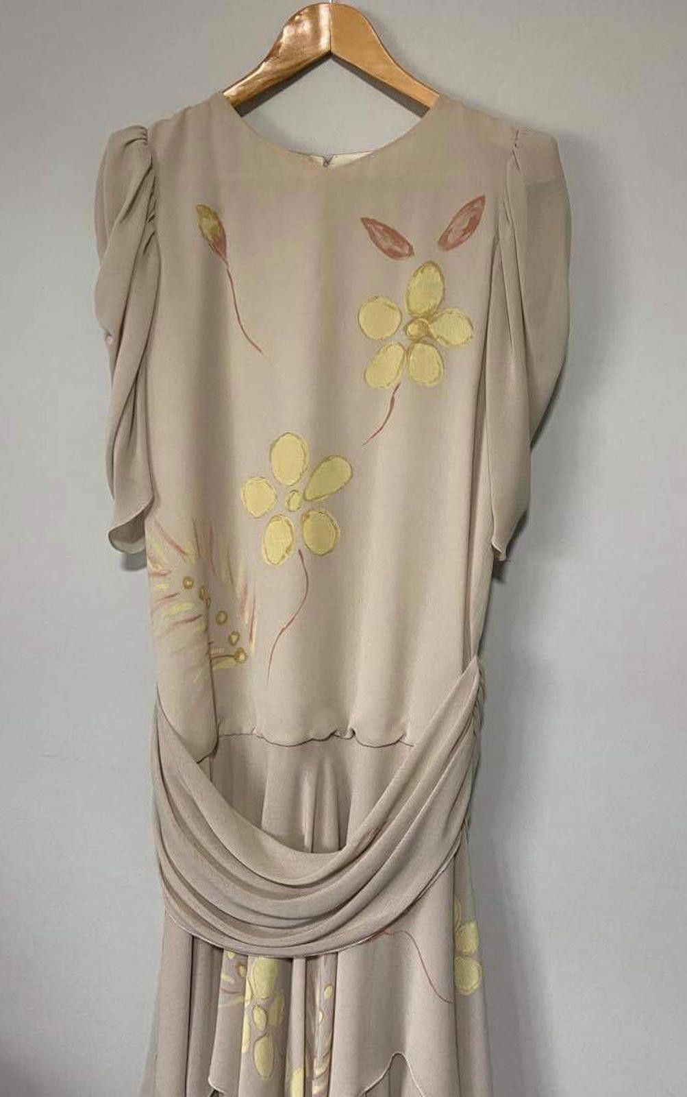 Other Vintage 80’s Dress Floral 1980’s Drop Waist - Size AU/UK 16 Size XL / US 12-14 / IT 48-50 - 4 Thumbnail