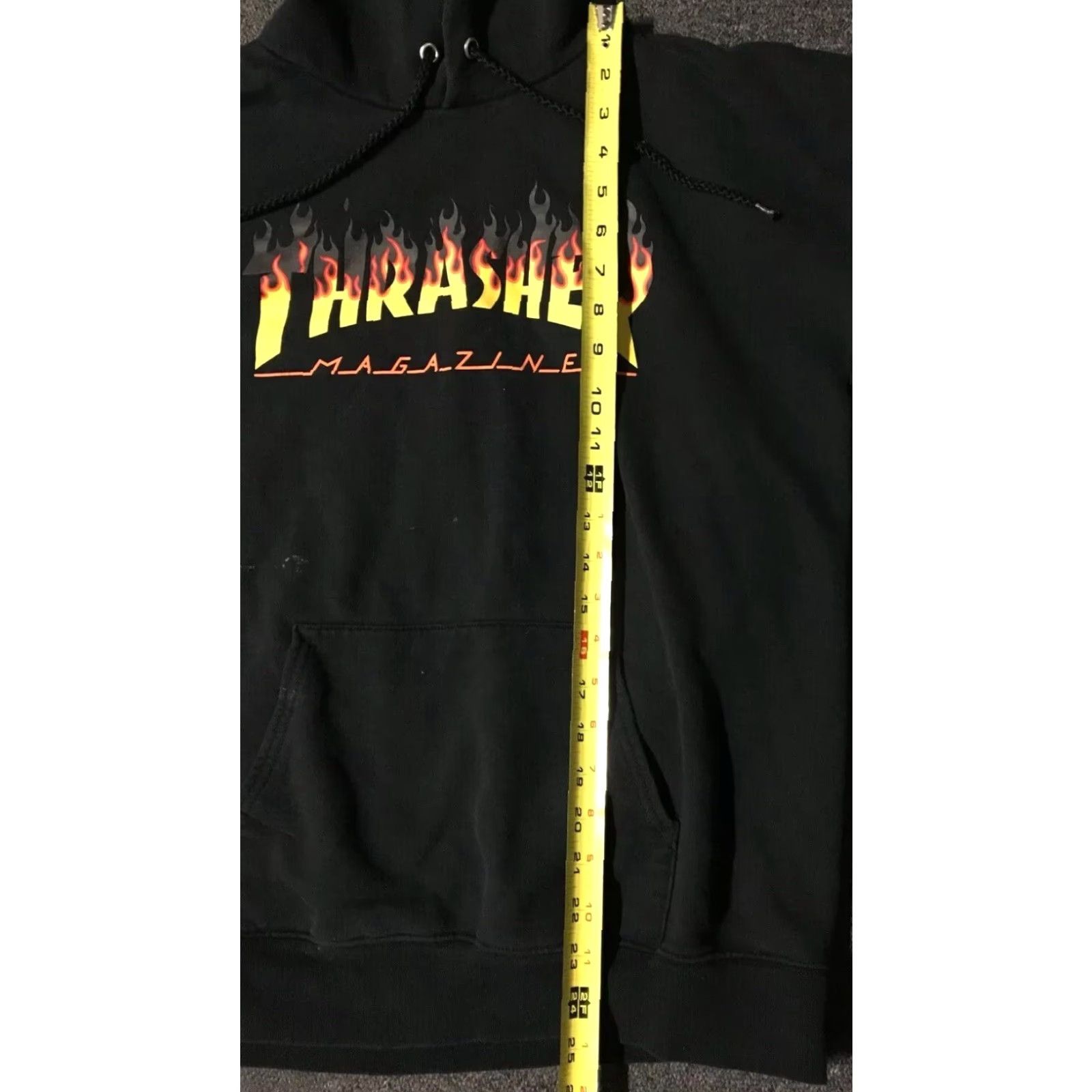 Spitfire Thrasher Distressed Bleach Hoodie M Anti Hero Skate Surf Independent FA Grunge Shirt Mens Black 90s Skater Punk Rock Retro Pullover Size US M / EU 48-50 / 2 - 8 Thumbnail