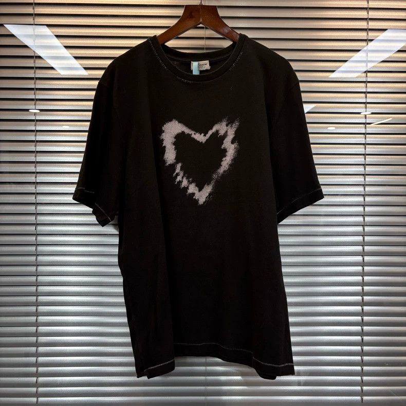 Black Heart Print Short Sleeve T-Shirt XL
