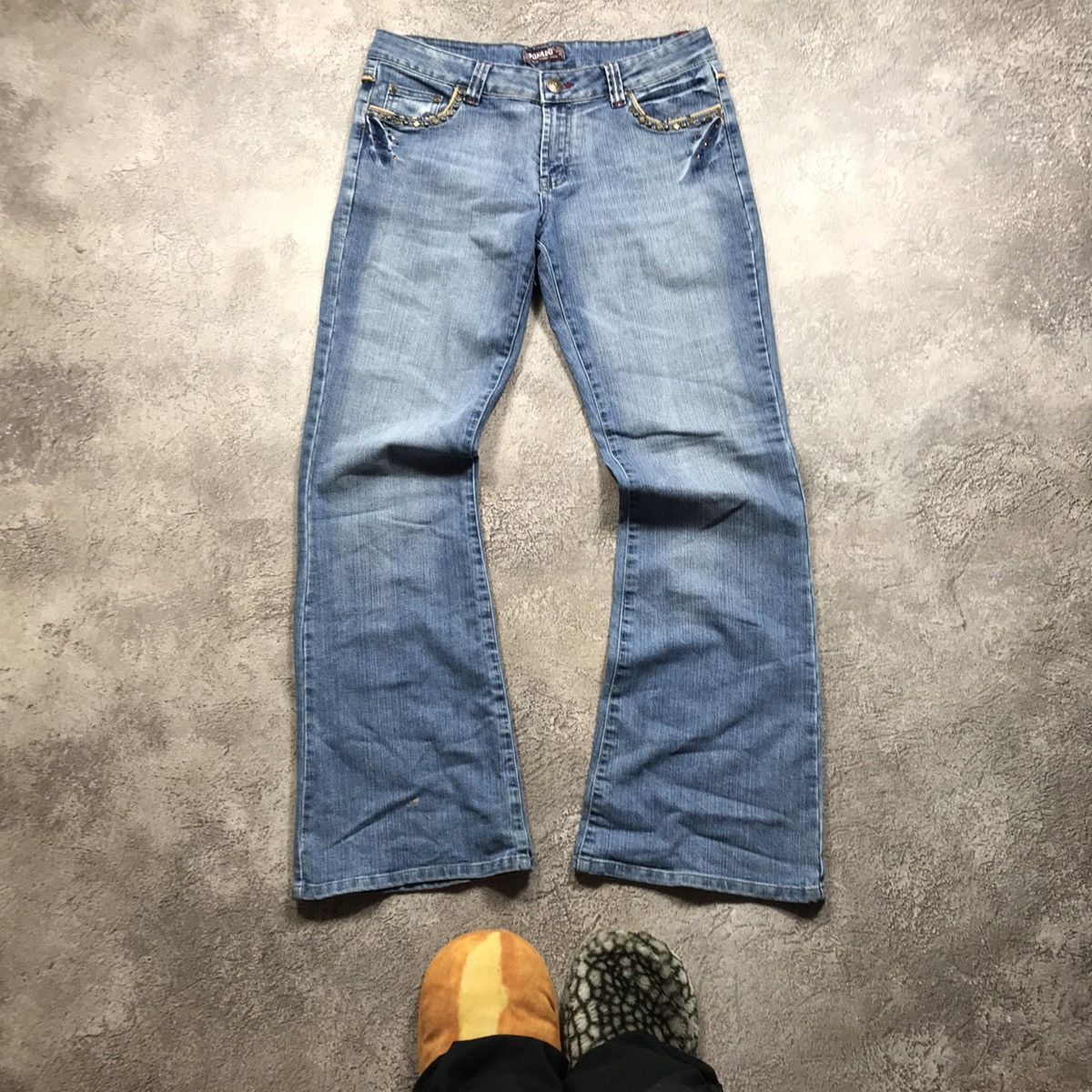 Vintage Vintage 90s Distressed Baggy Wide Leg Jeans Grunge Y2K 30 Size 30" / US 8 / IT 44 - 2 Thumbnail