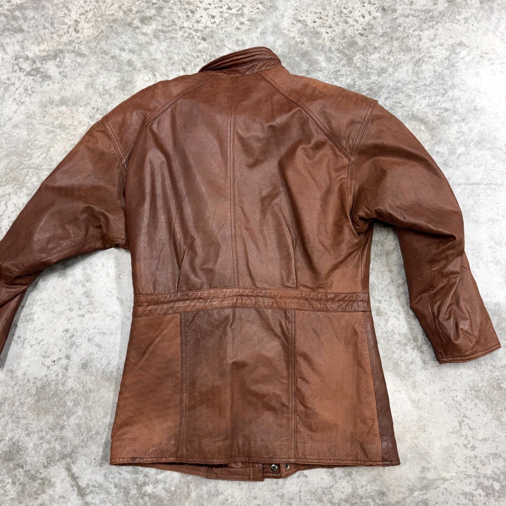 Vintage VINTAGE IOU Jacket Mens Small Brown Leather Euro Mode Field Coat Military 80s Size US S / EU 44-46 / 1 - 5 Thumbnail