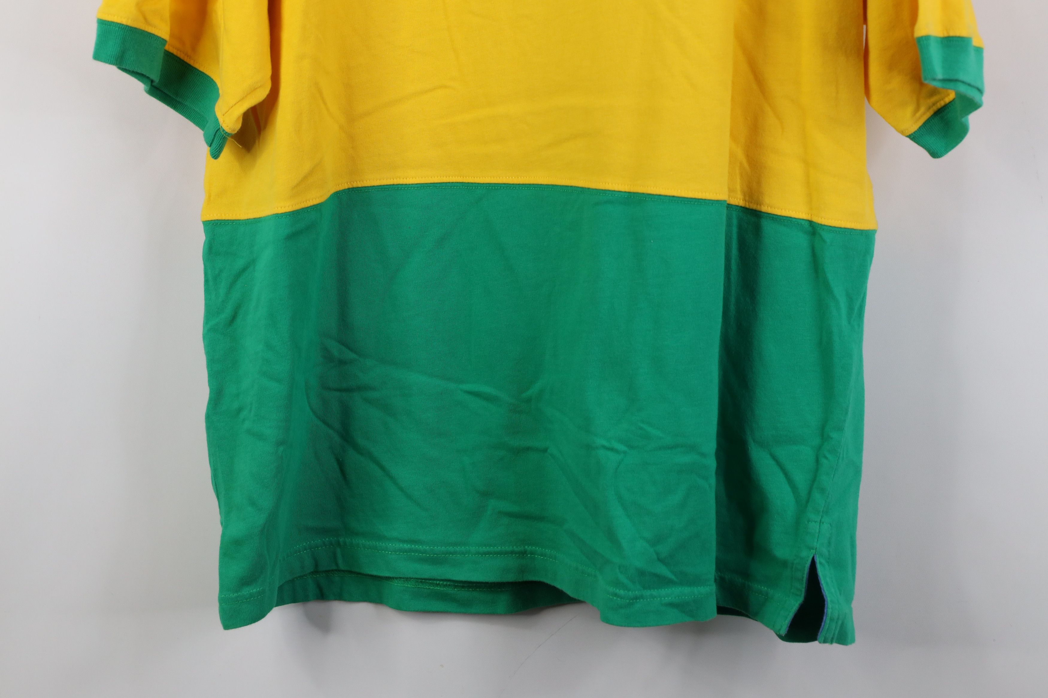 Vintage 90s Streetwear Color Block Ringer T-Shirt Cotton