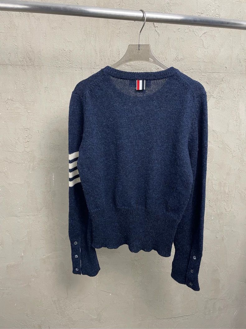 Thom Browne Thom browne Dark blue four-striped round-neck wool sweater Size US XS / EU 42 / 0 - 2 Thumbnail