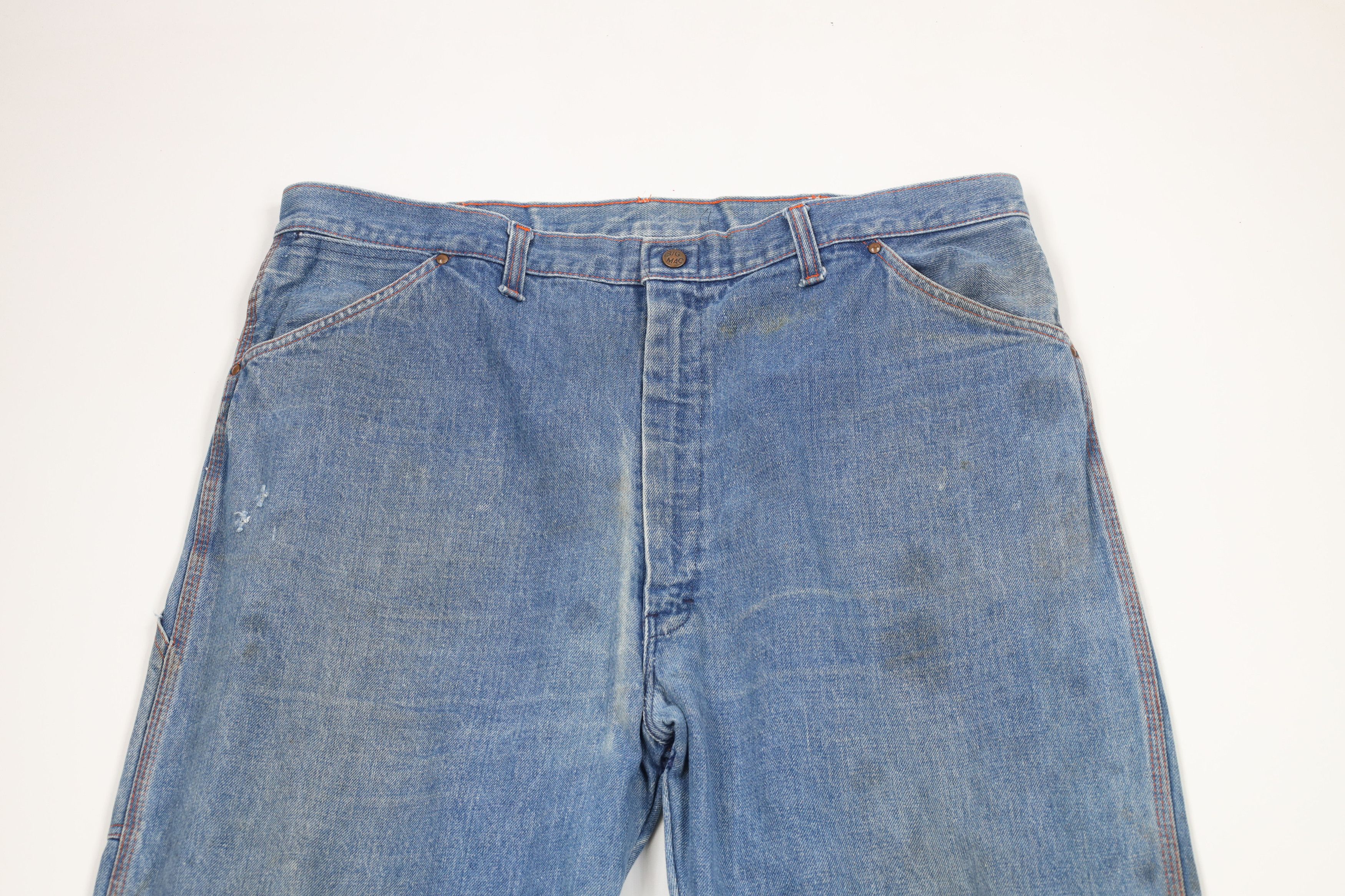 Big Mac × Vintage Vintage 70s Big Mac Wide Leg Dungaree Denim Jeans USA Size US 40 / EU 56 - 2 Thumbnail