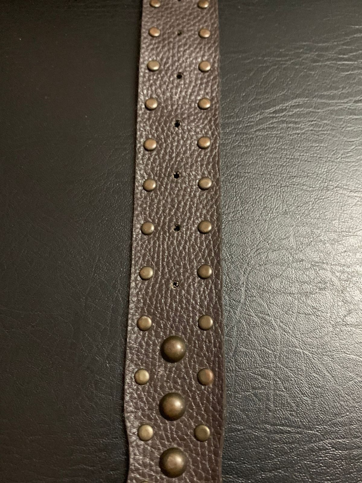 Vintage Dark brown studded leather belt Size ONE SIZE - 4 Thumbnail