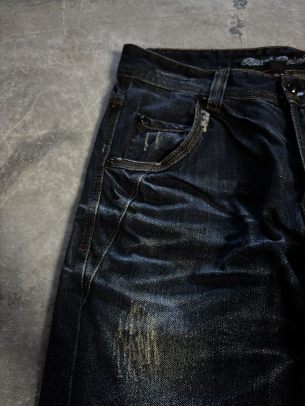 Tornado Mart BLACK REBEL distressed japanese punk whiskered washed grunge Size US 30 / EU 46 - 6 Thumbnail