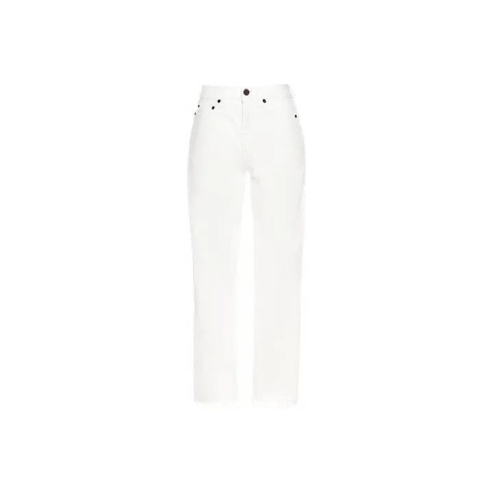 Saint Laurent Paris Saint Laurent White Cotton Straight Jeans for Women -2507 Size 27" / US 4 / IT 40 - 7 Thumbnail