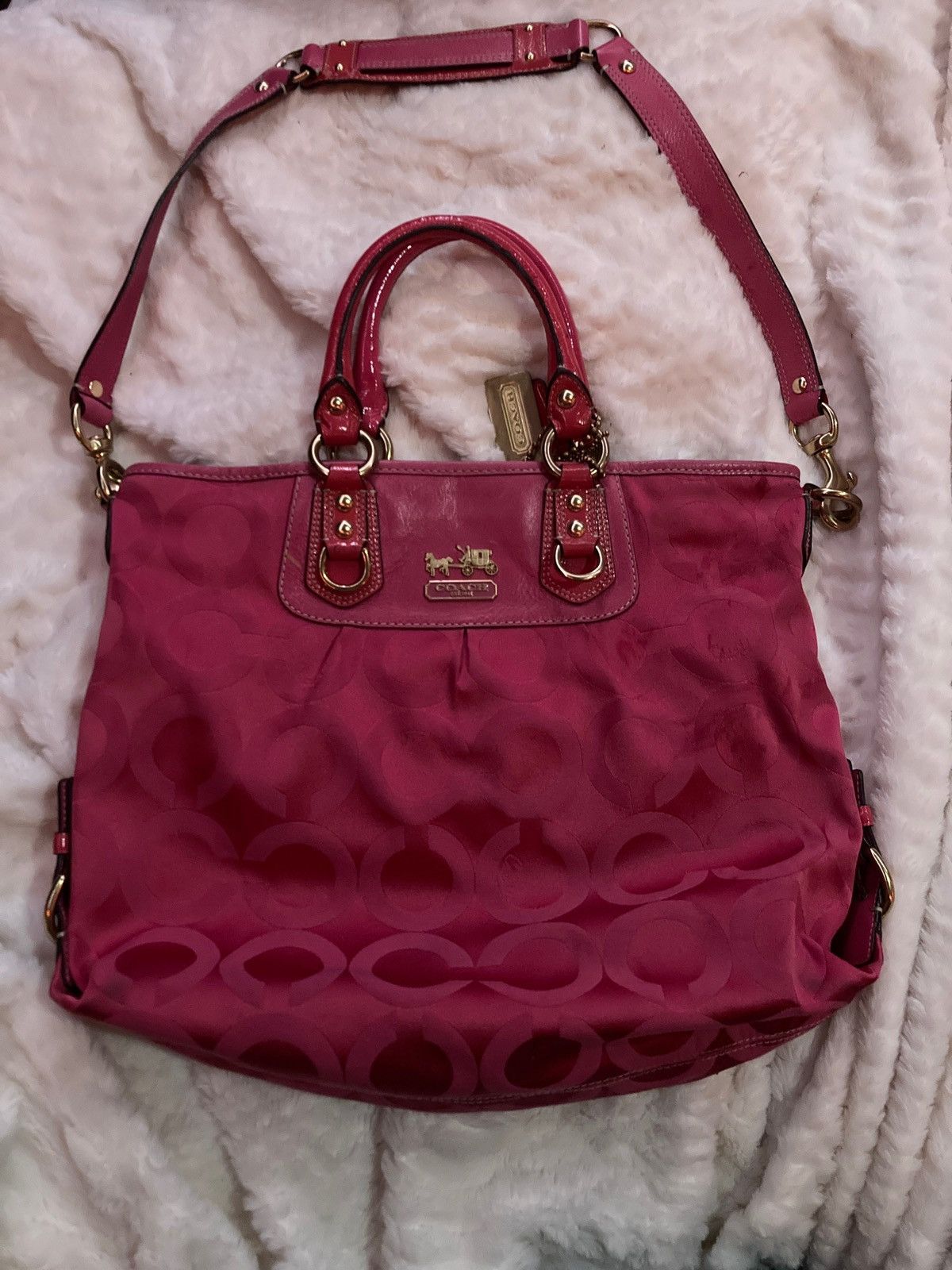 Coach Coach Pink Satchel Logo Pattern Gold Hardware Size ONE SIZE - 2 Thumbnail