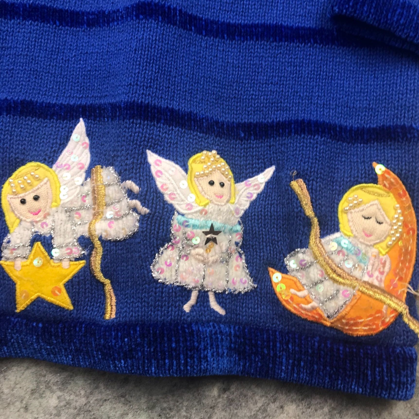 Quacker Factory VINTAGE Quacker Factory Sweater Size 1X Blue Embellished Angels Starry Night Womens Size XL / US 12-14 / IT 48-50 - 4 Thumbnail