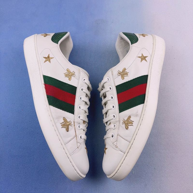 Gucci Gucci Ace Leather Embroidered Sneakers for Men Size US 10.5 / EU 43-44 - 6 Thumbnail