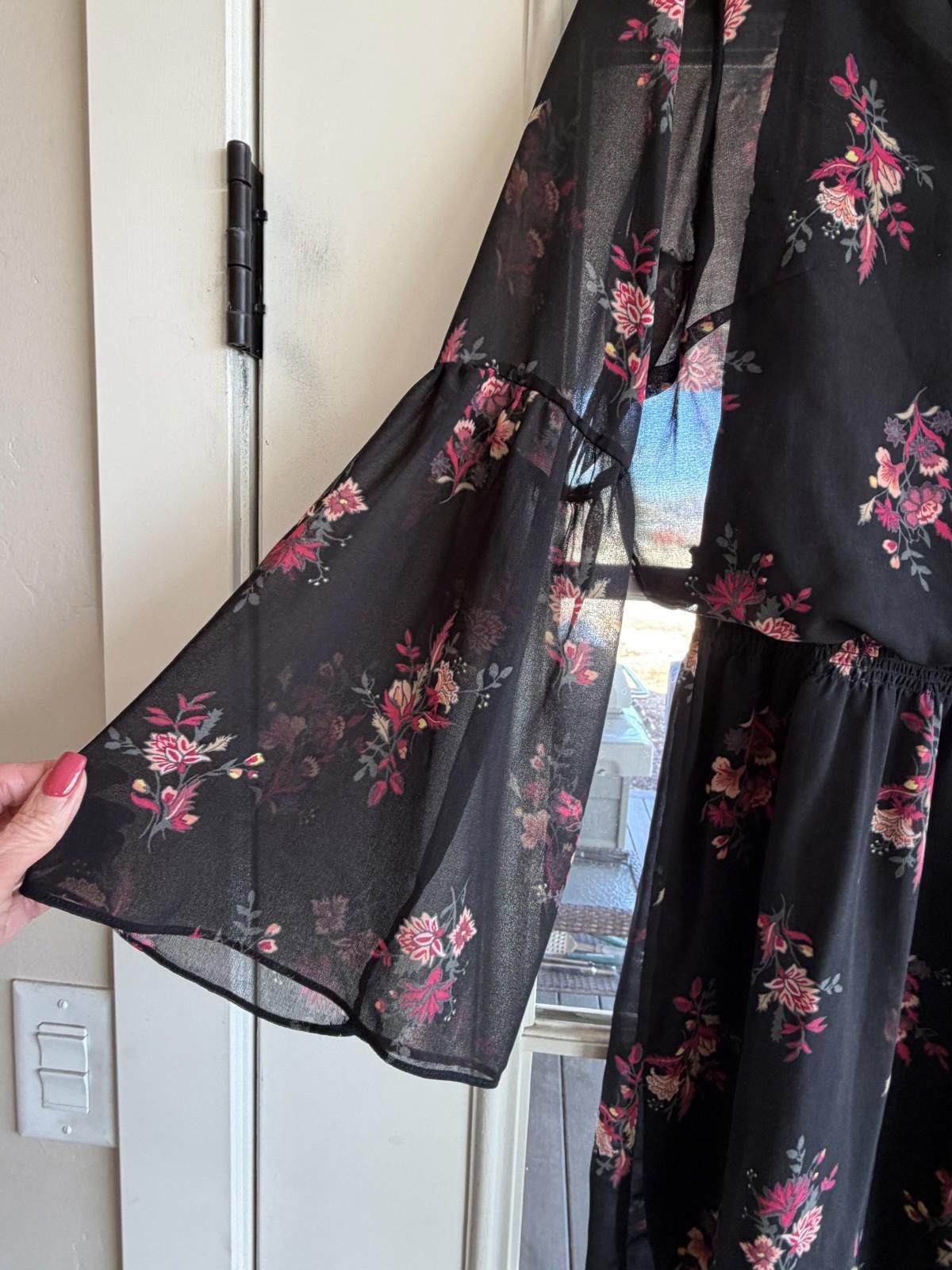 Other WHBM Boho Blouson Floral Print Flared Long Sleeve Dress Sz S Size S / US 4 / IT 40 - 6 Thumbnail