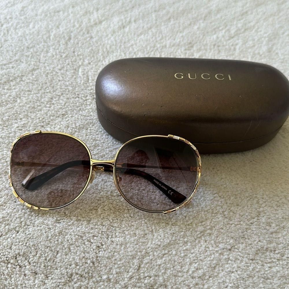 Gucci Gucci 59mm Round Sunglasses in Gold/Brown Gradient Size ONE SIZE - 2 Thumbnail