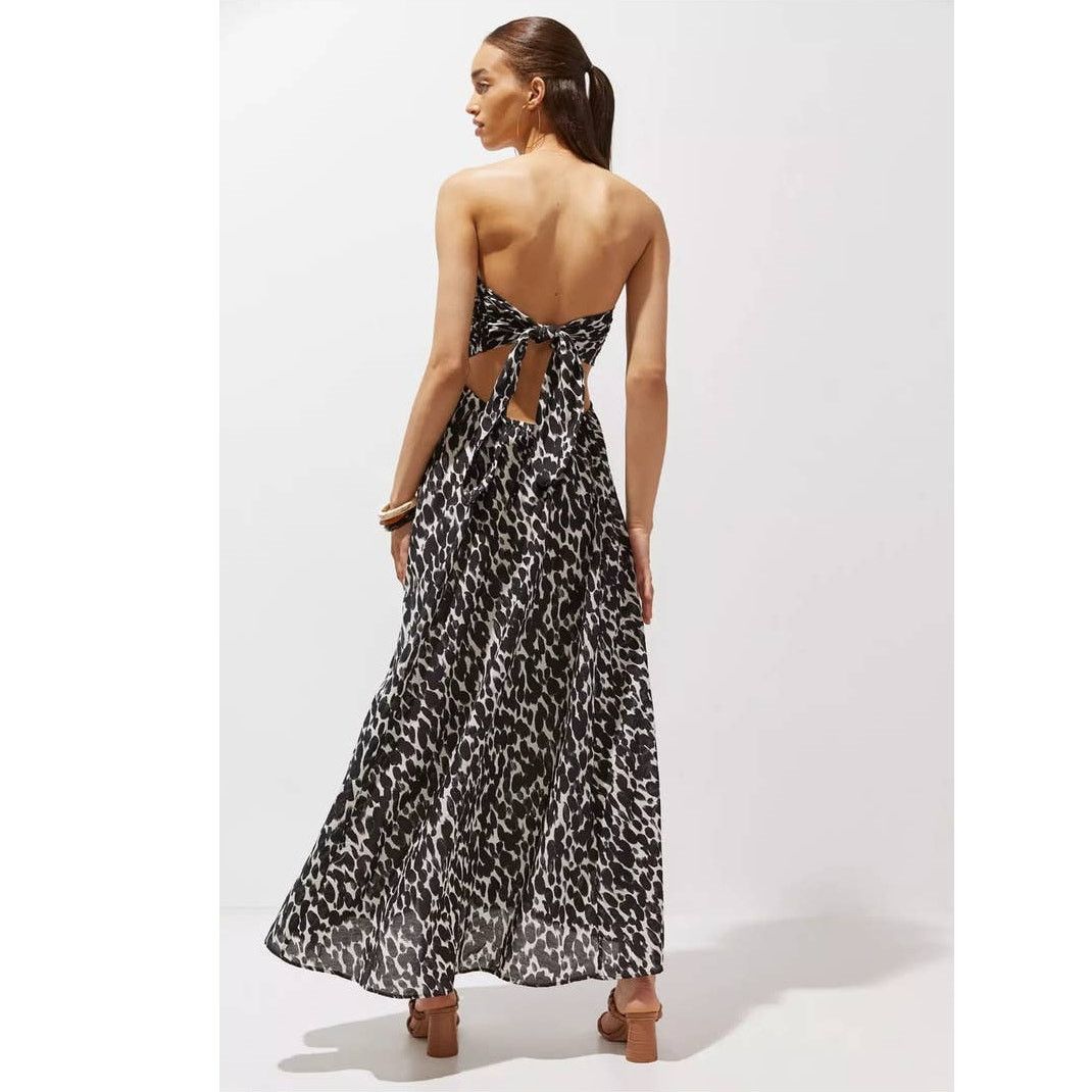 Anthropologie New Anthropologie Shirred Cut-Out Maxi Dress $180 SMALL B&W Size S / US 4 / IT 40 - 2 Thumbnail