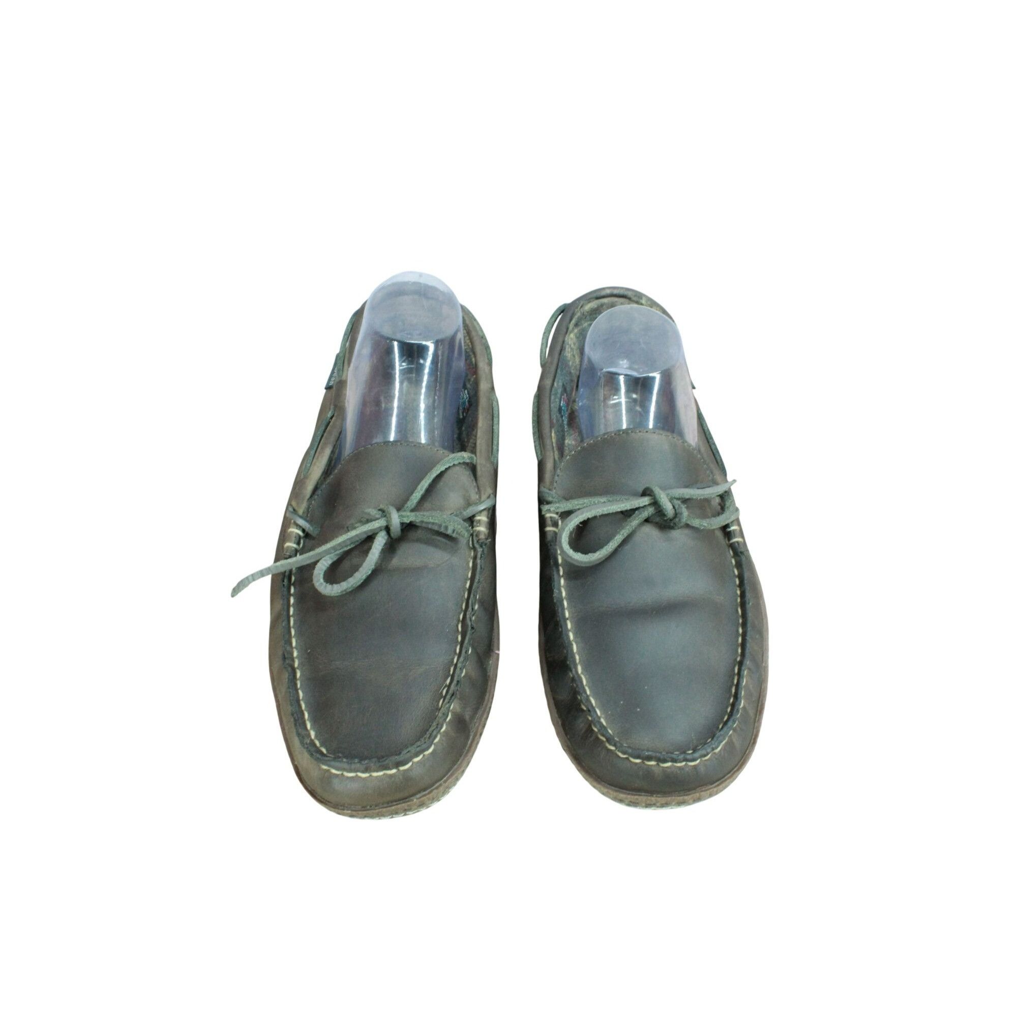 L.L. Bean LL Bean Men’s Brown Leather Flannel Lined Handsewn Slippers Size US 11 / EU 44 - 5 Thumbnail
