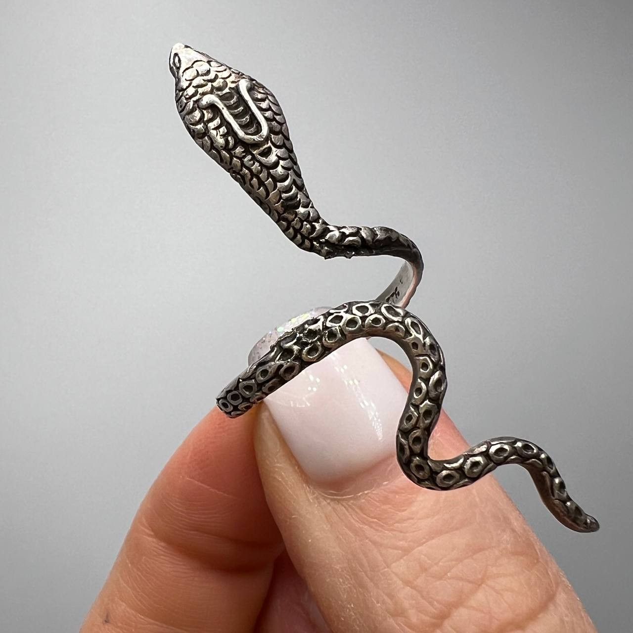 Jewelry x Sterling Silver Large Vintage Sterling Silver 925 Ring Snake Size 6.5+, Women's