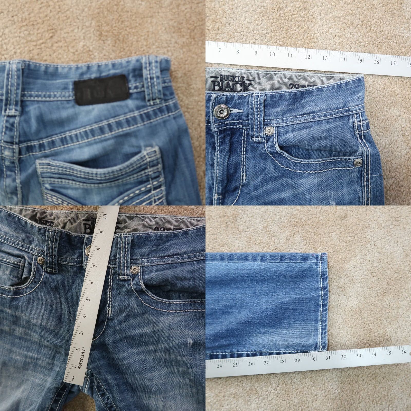 Buckle Black Buckle Black Jeans Women's 29x32 Bootcut Denim Stretch 5-Pocket Blue Slim Regular Distressed No Vintage No Folded Belt Loops Zip Button Logo Size 29" - 9 Thumbnail