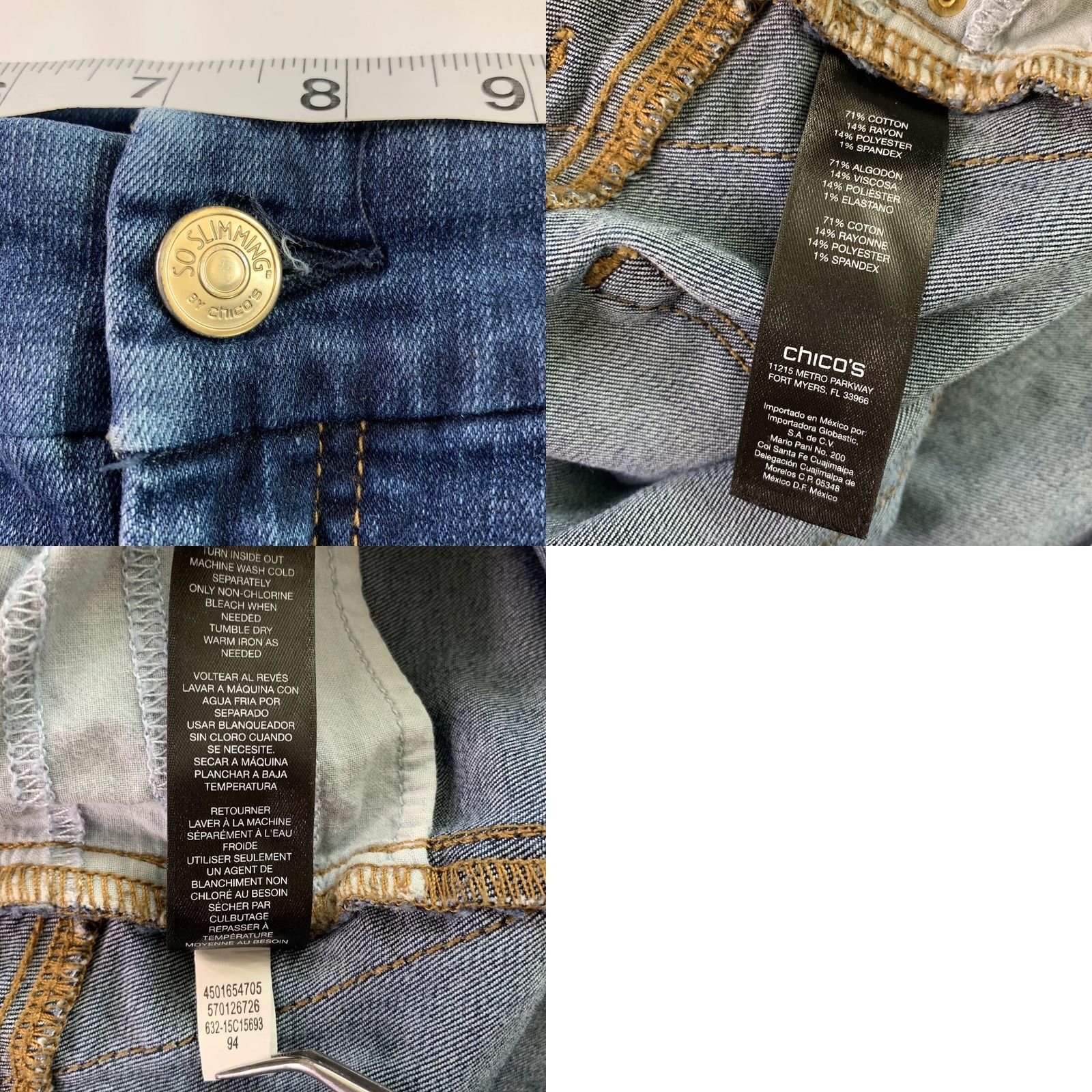 Vintage Chico’s So Slimming Slim Leg Ankle Women’s Jeans 27x26 Approximate Denim Blue 27 in 5-Pocket Design Slimming Jeans Womens Size 27" / US 4 / IT 40 - 8 Thumbnail
