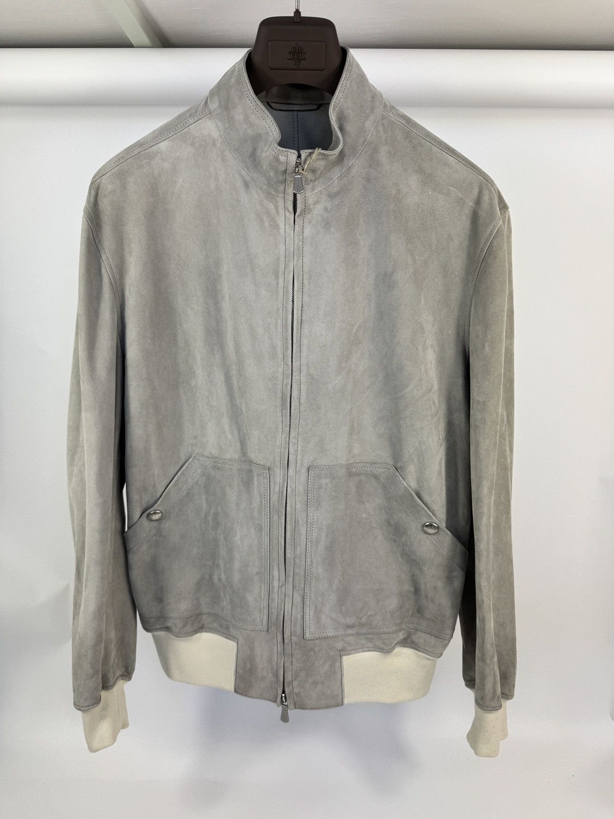 Eleventy Two-Buttoned-Pockets Suede Regular-Fit Leather Jacket Size US XL / EU 56 / 4 - 1 Thumbnail