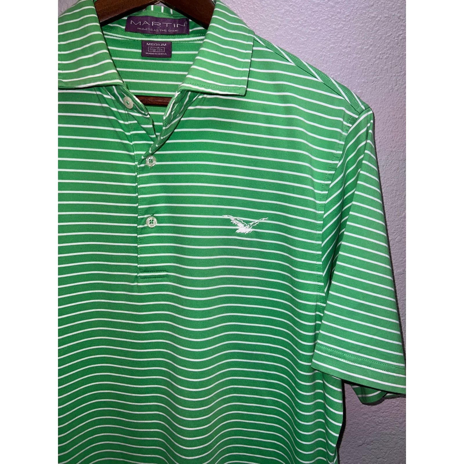 Vintage Vintage Martin Polo Shirt Green Striped Golf SS Eagle Medium Size US M / EU 48-50 / 2 - 2 Thumbnail