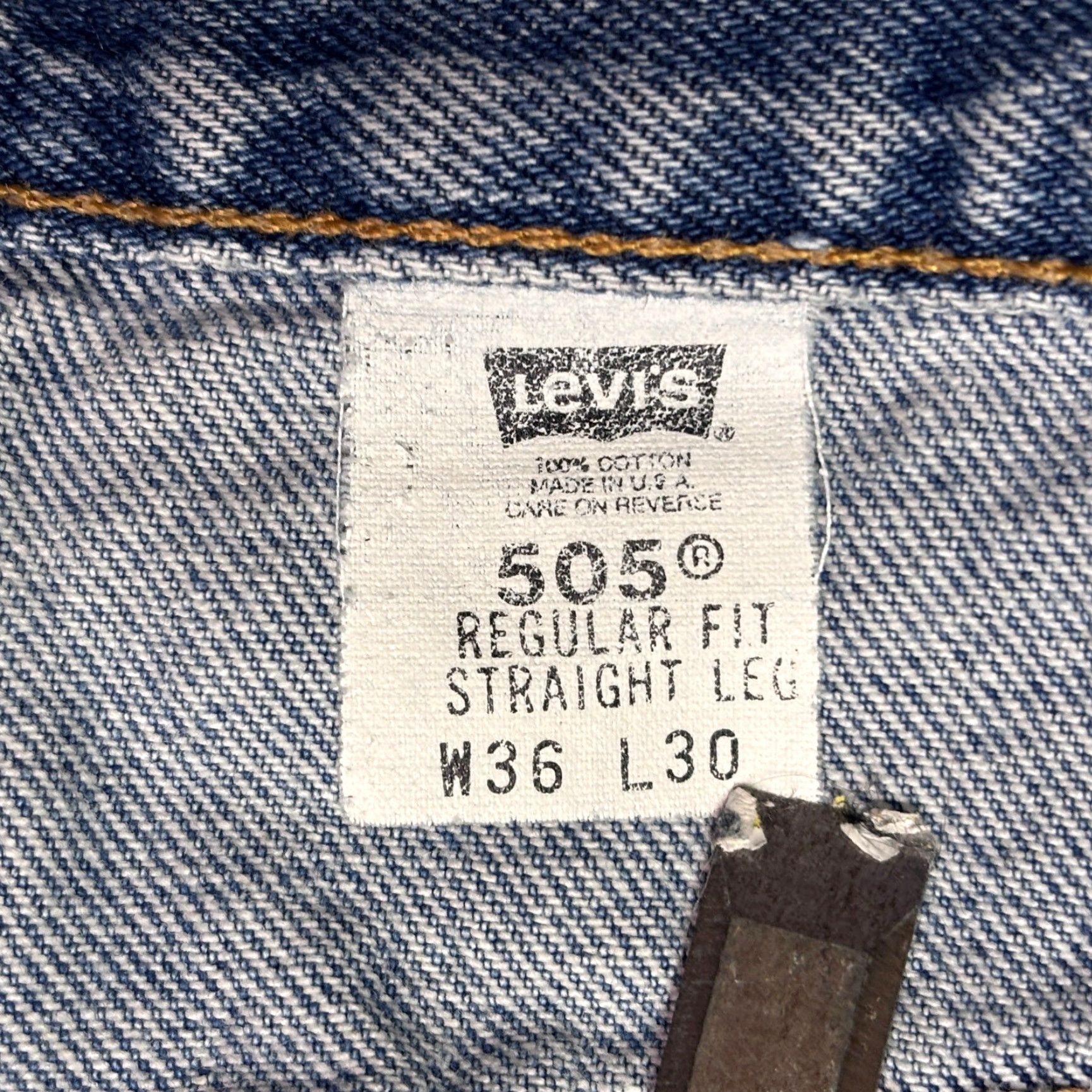 Levi's Levi's 505 Jeans Mens 36x30 Blue Regular Fit Straight Leg Denim Made in USA Size US 36 / EU 52 - 7 Thumbnail