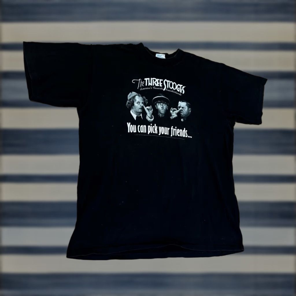 Vintage VINTAGE AllSport Shirt XL Black 90s Three Stooges Pick Your Friends Short Sleeve Crew Neck Movie Funny 90s Mens T-Shirt Size US XL / EU 56 / 4 - 1 Thumbnail