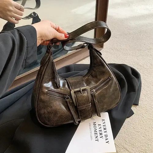 Vintage Retro Design PU Leather Shoulder Crossbody Belt Bag y2k Size ONE SIZE - 1 Thumbnail