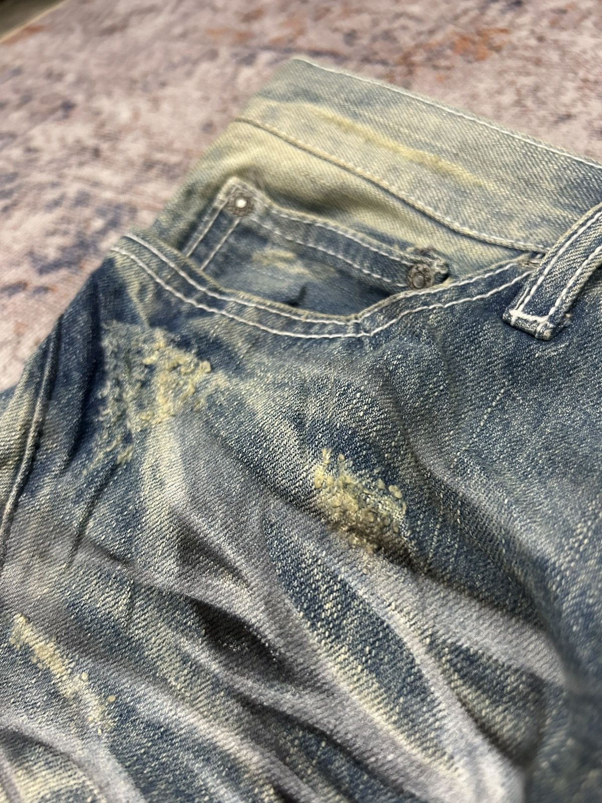 If Six Was Nine Urban Craft HonneyComb Painted Distressed Jeans Size US 34 / EU 50 - 8 Thumbnail