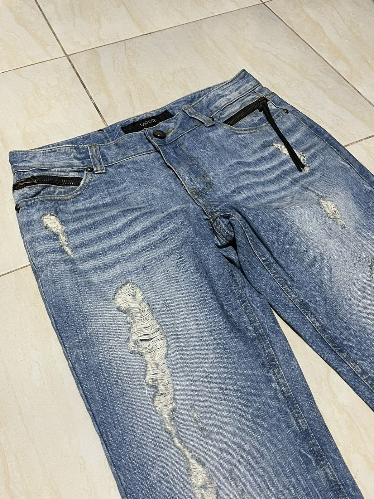 Japanese Brand Lagust Flare Distressed Denim Size US 31 - 3 Thumbnail
