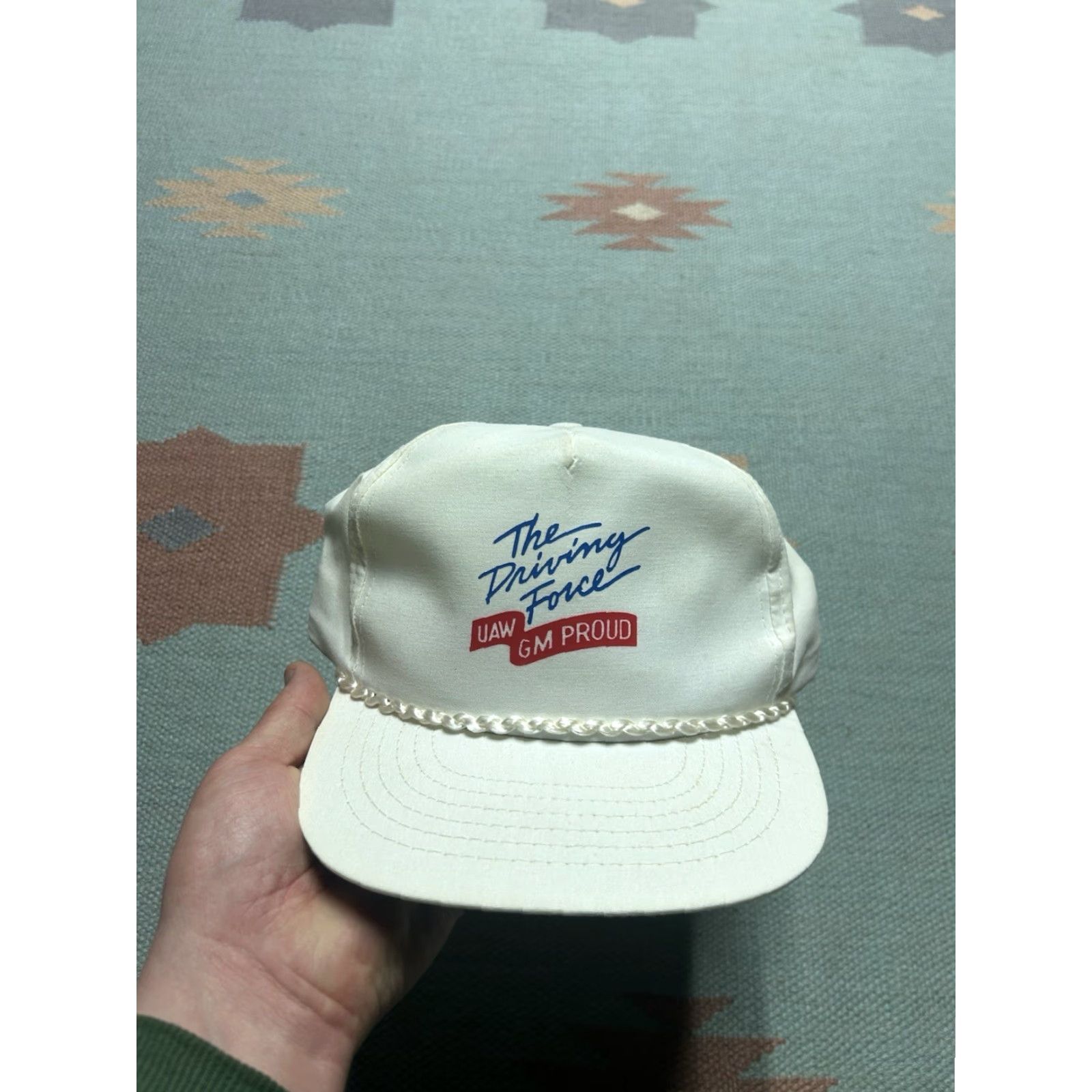 Vintage VINTAGE SnapBack Hat Cap UAW driving force GM union white made in USA Men Adjustable US A theme USA MGMT? Size ONE SIZE - 2 Thumbnail