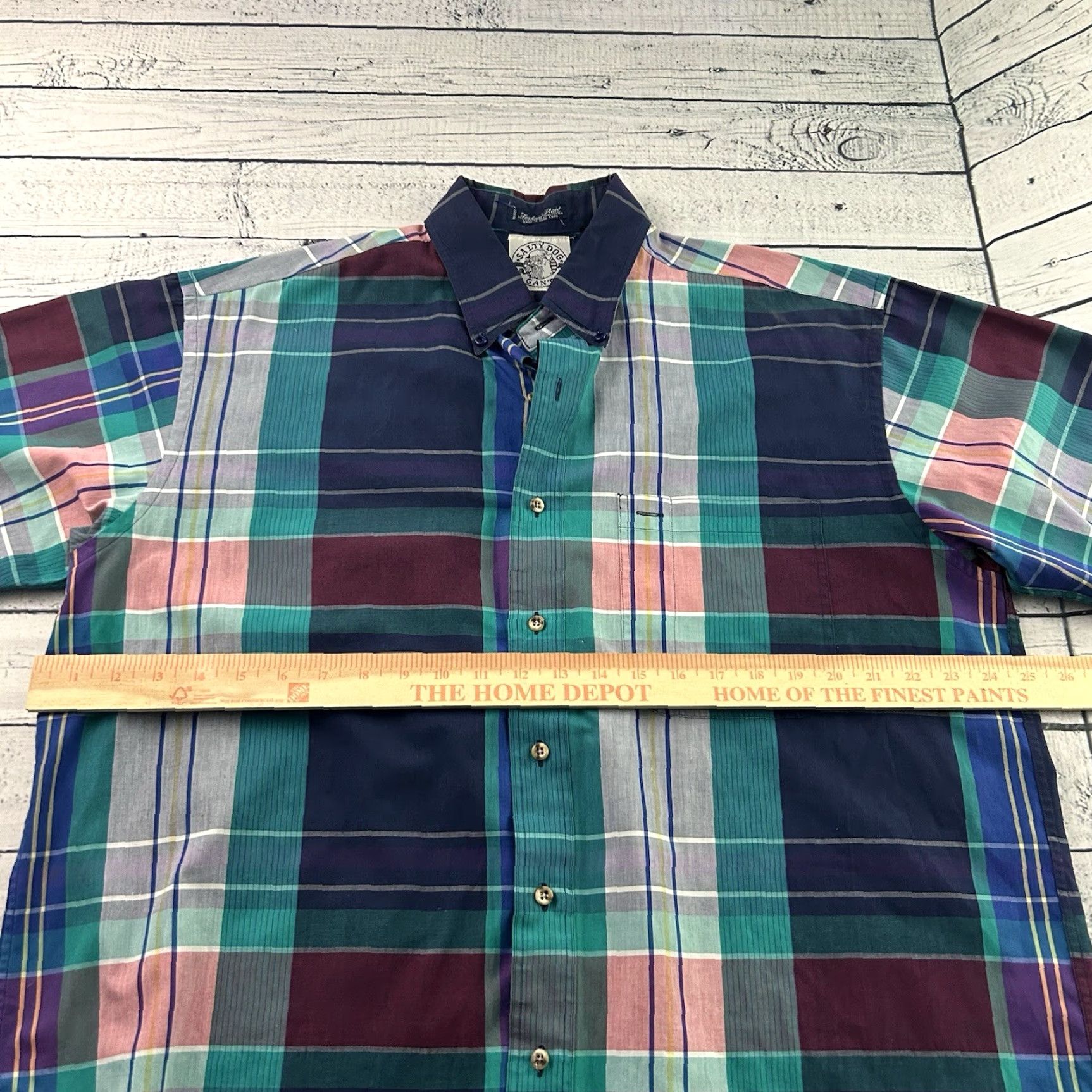Gant GANT Salty Dog Foxhunt Plaid Half Sleeve Button Front Shirt Men's Large Blue Size US L / EU 52-54 / 3 - 5 Thumbnail