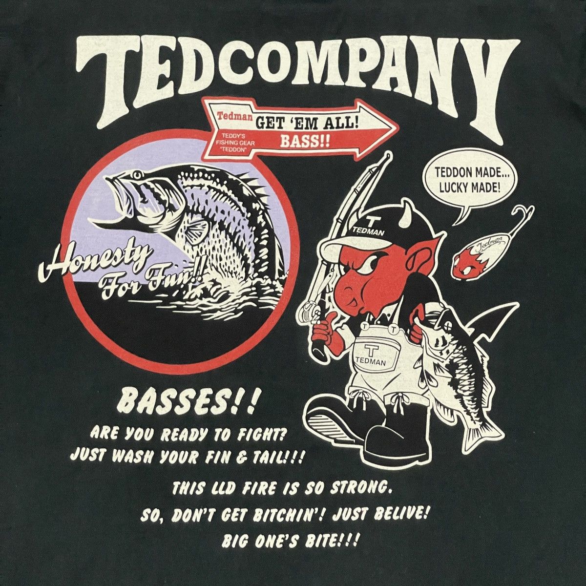 Tedman Vintage Ted Company Red Devil Bass Fishing Graphic T-Shirt Size US S / EU 44-46 / 1 - 2 Thumbnail